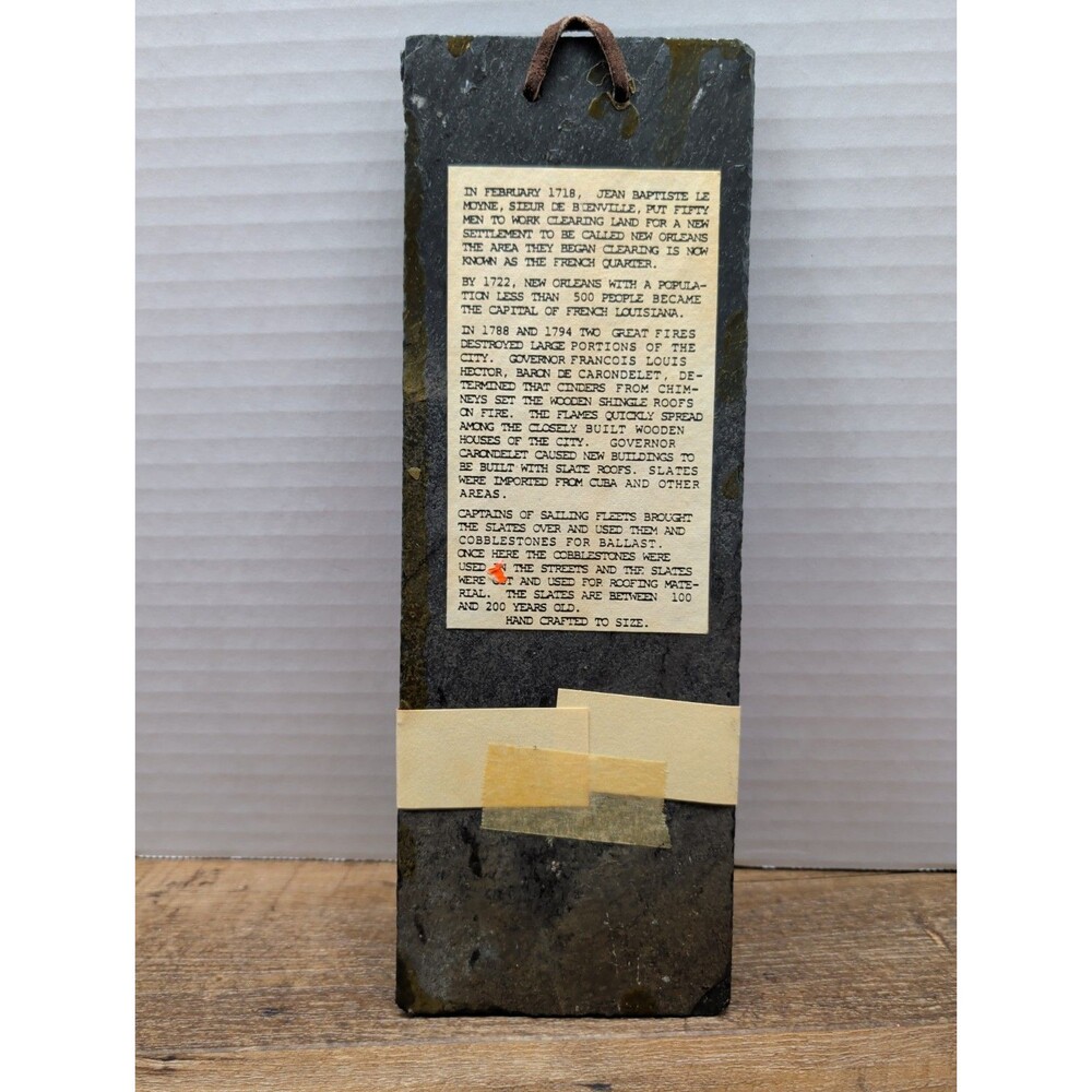 New Orleans Louisiana Jazz Bourbon Street Painted Roof Slate Tile 1987 Signed NB - Picture 3 of 7